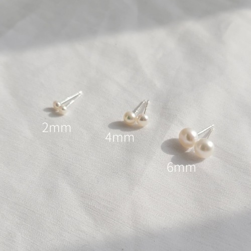 천연 담수 진주 귀걸이(2,4,6mm)